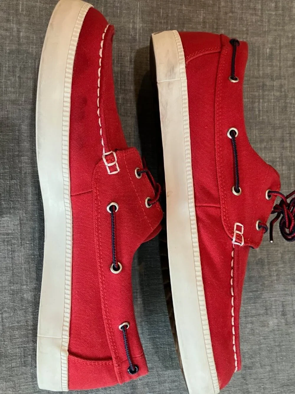 Timberland Mens 10.5 Red Canvas Boat Shoes Deck Loafers 1973 Preppy Nautical